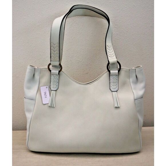 Anuschka Women's Ivory Genuine Leather Tote Handbag Purse - Picture 1 of 16